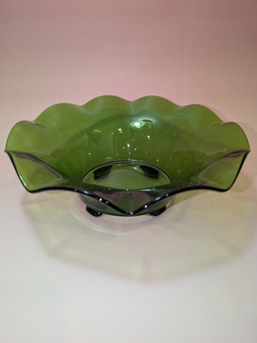 Viking Glass Epic Avocado Green Footed Bowl